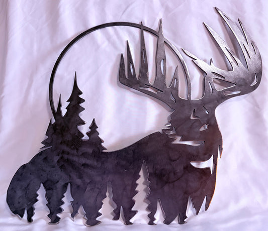 Deer Moon Metal Sign – 18.5" x 17"